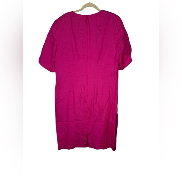 💖‎ Vintage Louis Féraud Pink Silk Blend Shift Dress Gold Button Detail Sz 14 💖 - Picture 6 of 6